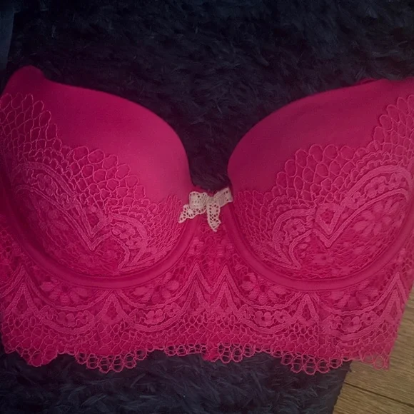 Lace Push-Up Bra & Brief Set in Hot Pink - Picture 8 of 9